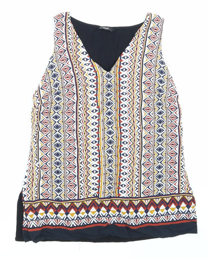 Additional front view of F&F women’s black argyle/diamond basic blouse, size UK 10