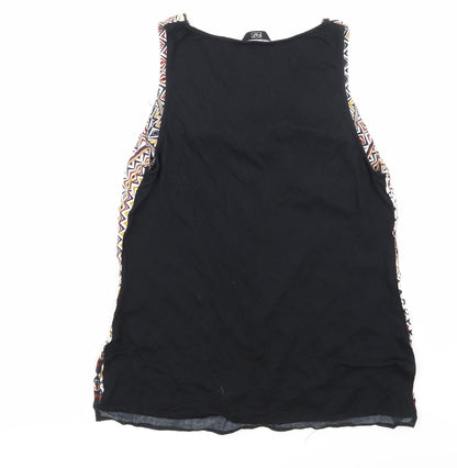 Back view of F&F women’s black argyle/diamond basic blouse, size UK 10