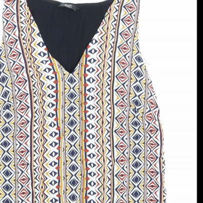 Close-up detail of F&F women’s black argyle/diamond basic blouse, size UK 10