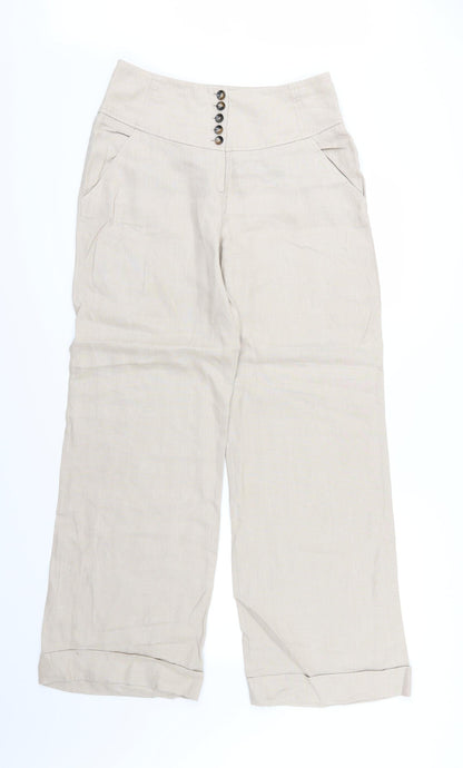 Front view of Wallis women’s brown trousers, size UK 12, 31-inch leg