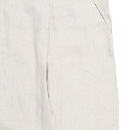 Close-up detail of Wallis women’s brown trousers, size UK 12, 31-inch leg