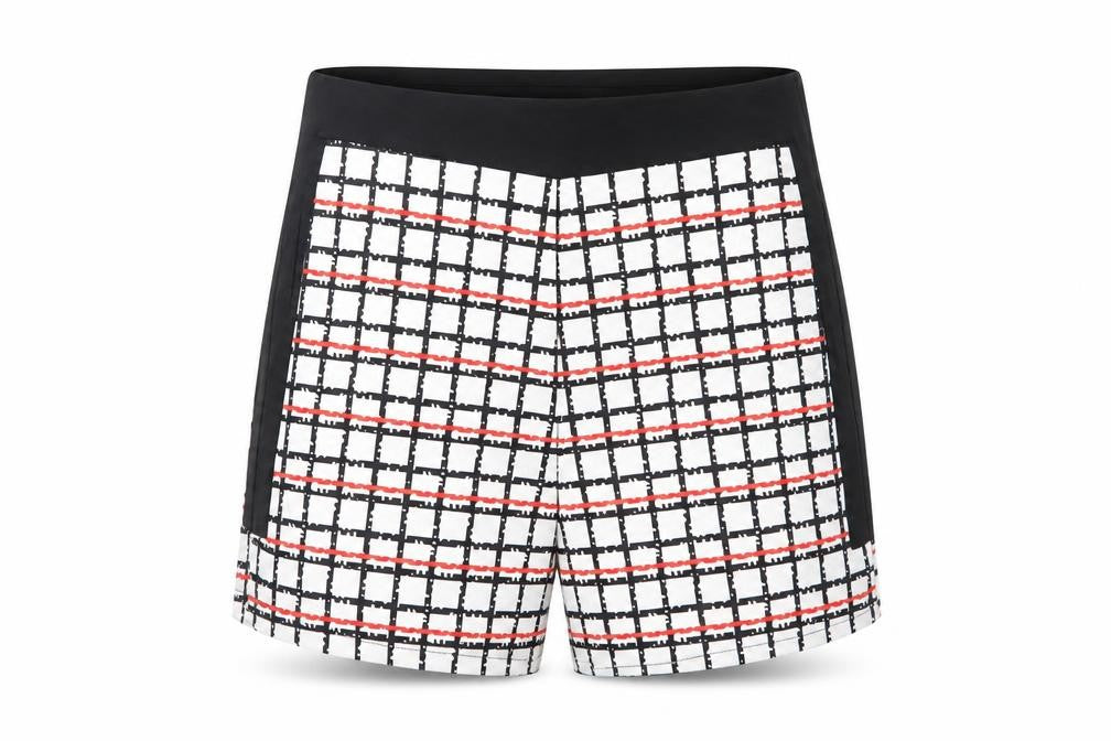 Missi Womens White Check  Mom Shorts Size 14