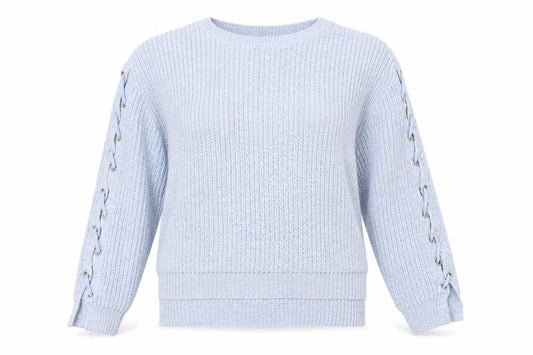Front view of Peacocks women’s blue knit jumper, size S