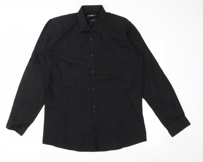 Additional front view of Dunnes men’s black button-up, size 16.5