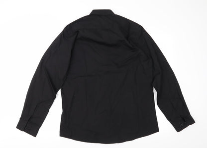 Back view of Dunnes men’s black button-up, size 16.5
