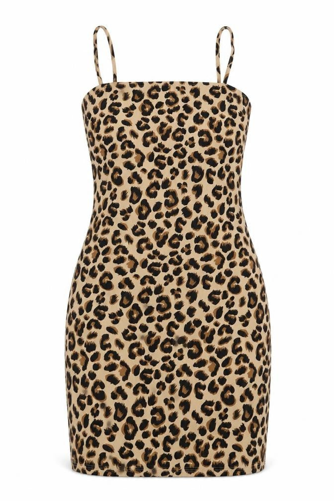 Divided Womens Brown Animal Print Jersey Sheath  Size 10