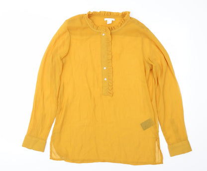 Additional front view of H&M women’s orange chiffon basic blouse, size UK 10