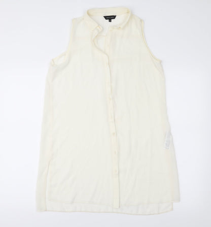 Front view of New Look women’s ivory chiffon basic blouse, size UK 10