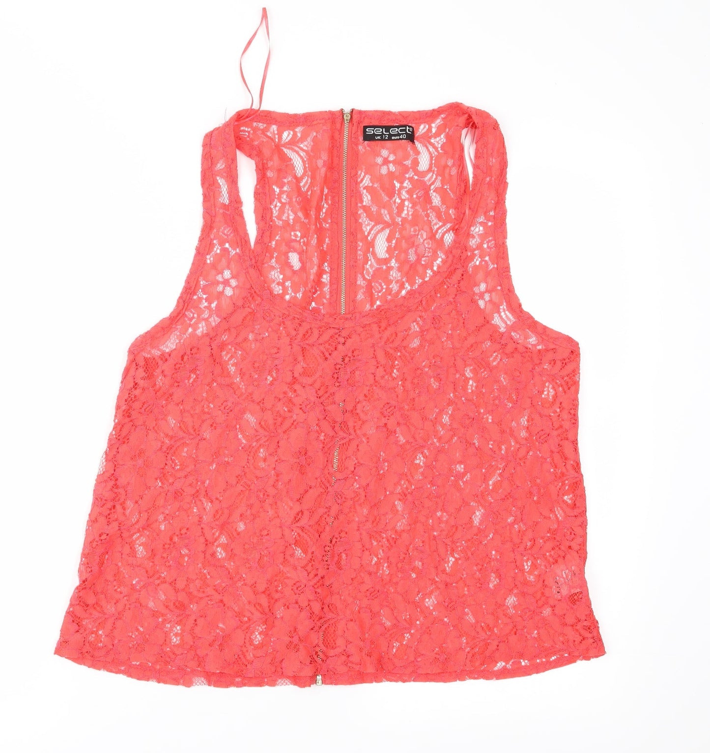 Select Womens Red  Lace Basic Blouse Size 12