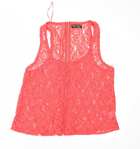 Select Womens Red  Lace Basic Blouse Size 12