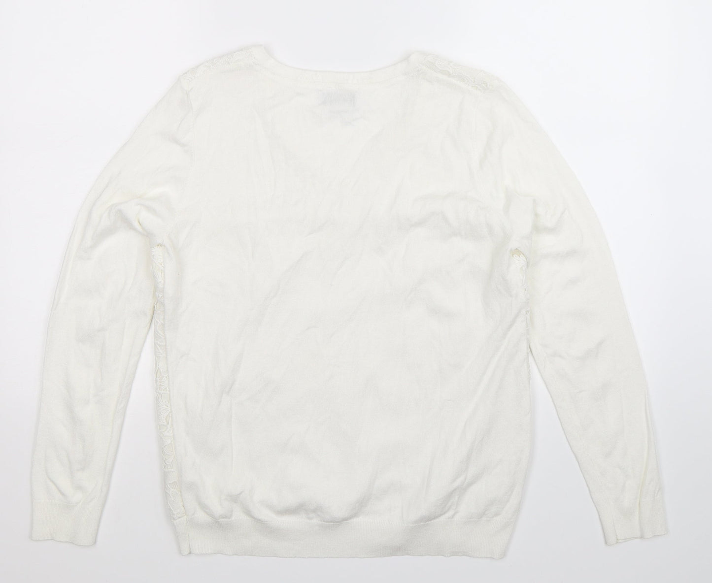 Soon Womens White  Knit Pullover Jumper Size 14
