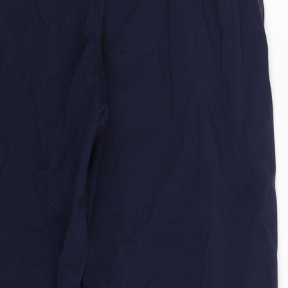 Brand and care label for Divided women’s blue trousers, size UK 12, 27-inch leg