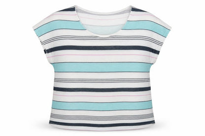 Front view of Dash women’s multicoloured striped knit jumper, size UK 18