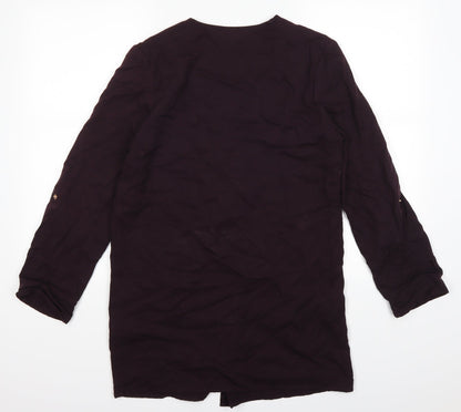 Back view of H&M women’s purple jacket coat, size UK 34
