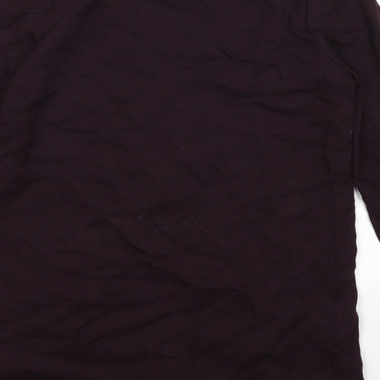 Brand and care label for H&M women’s purple jacket coat, size UK 34