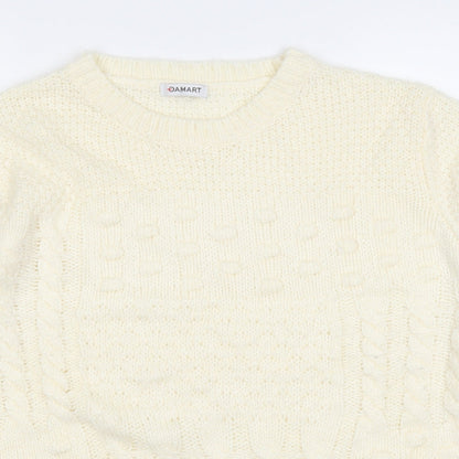 Close-up detail of Damart women’s ivory jumper, size UK 14