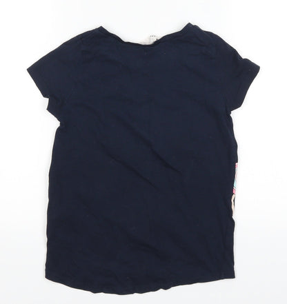 Back view of H&M girls’ blue basic t-shirt, size 8, years