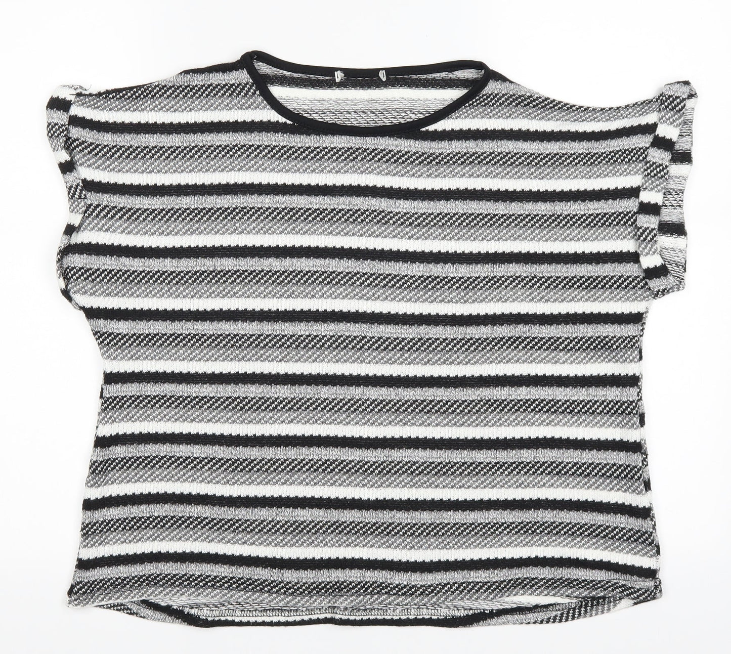 Preworn Womens Grey Striped  Basic T-Shirt Size M