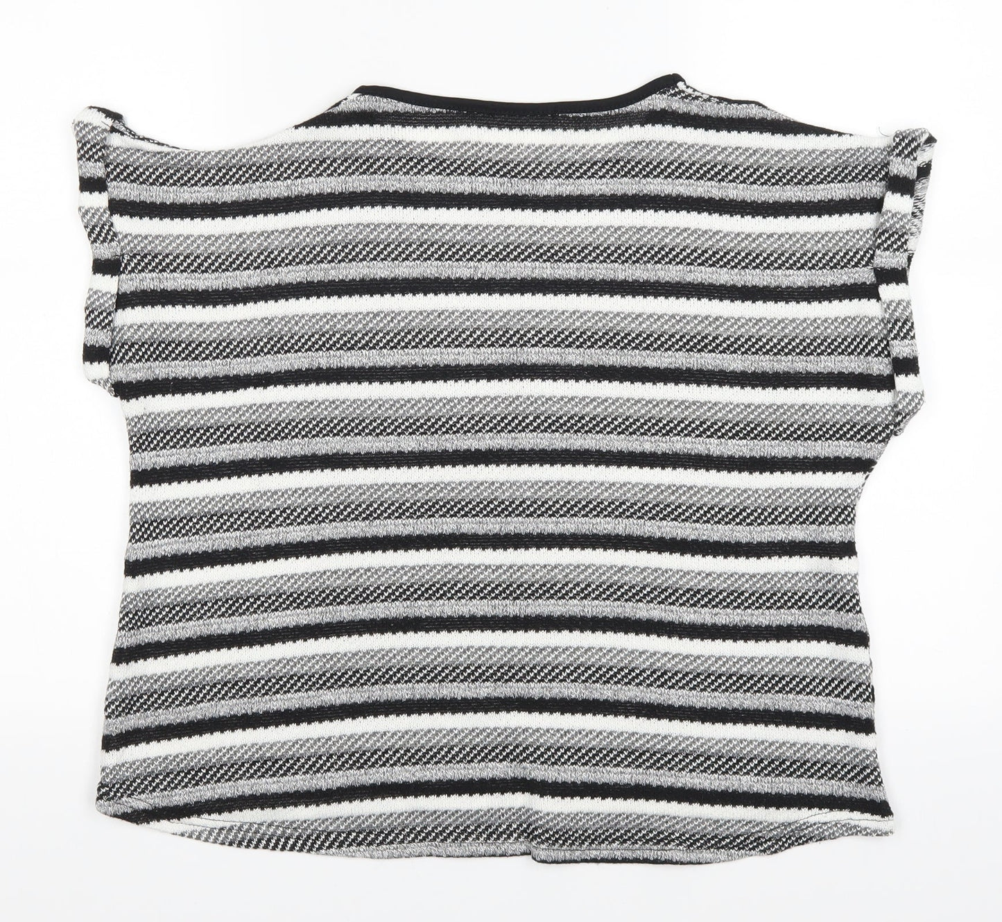 Preworn Womens Grey Striped  Basic T-Shirt Size M
