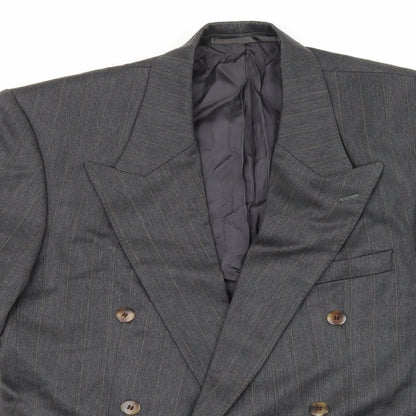 Close-up detail of Principles men’s grey striped jacket suit jacket