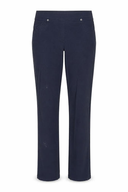 Front view of Punt Roma women’s blue trousers, size UK 6, 31-inch leg