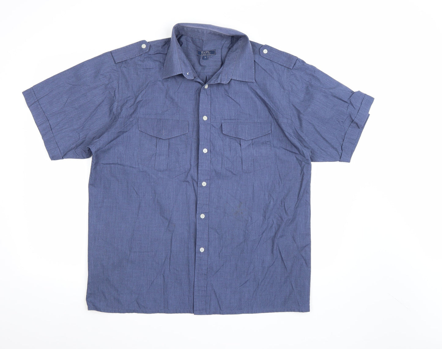 Easy Mens Blue    Button-Up Size L