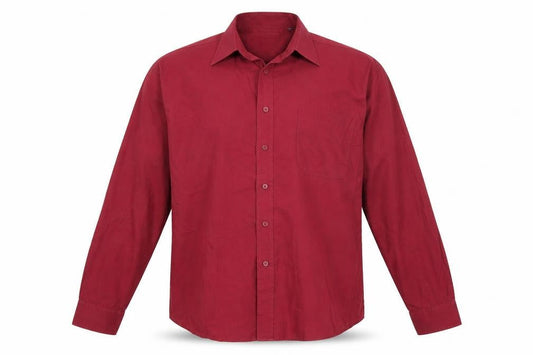 Front view of CITY CLASSIC men’s red button-up, size 16