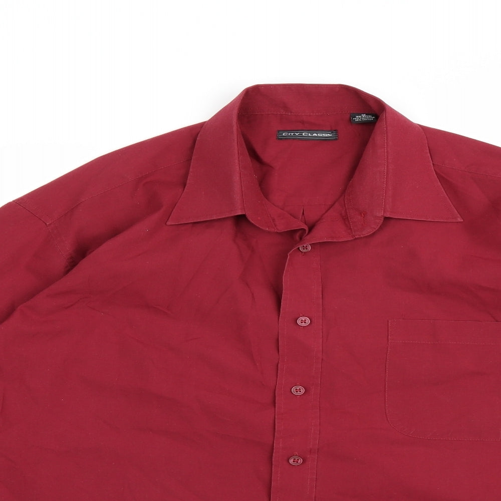 CITY CLASSIC Mens Red    Button-Up Size 16