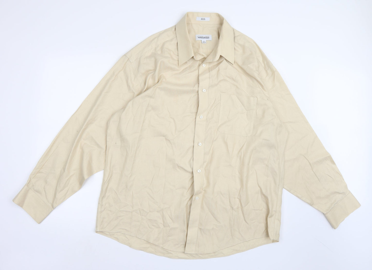 Joseph & Feiss Mens Beige    Button-Up Size 17