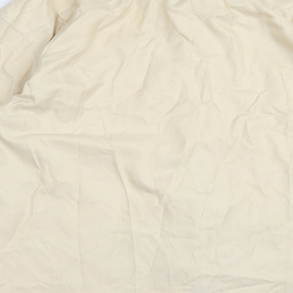 Brand and care label for Joseph & Feiss men’s beige button-up, size 17
