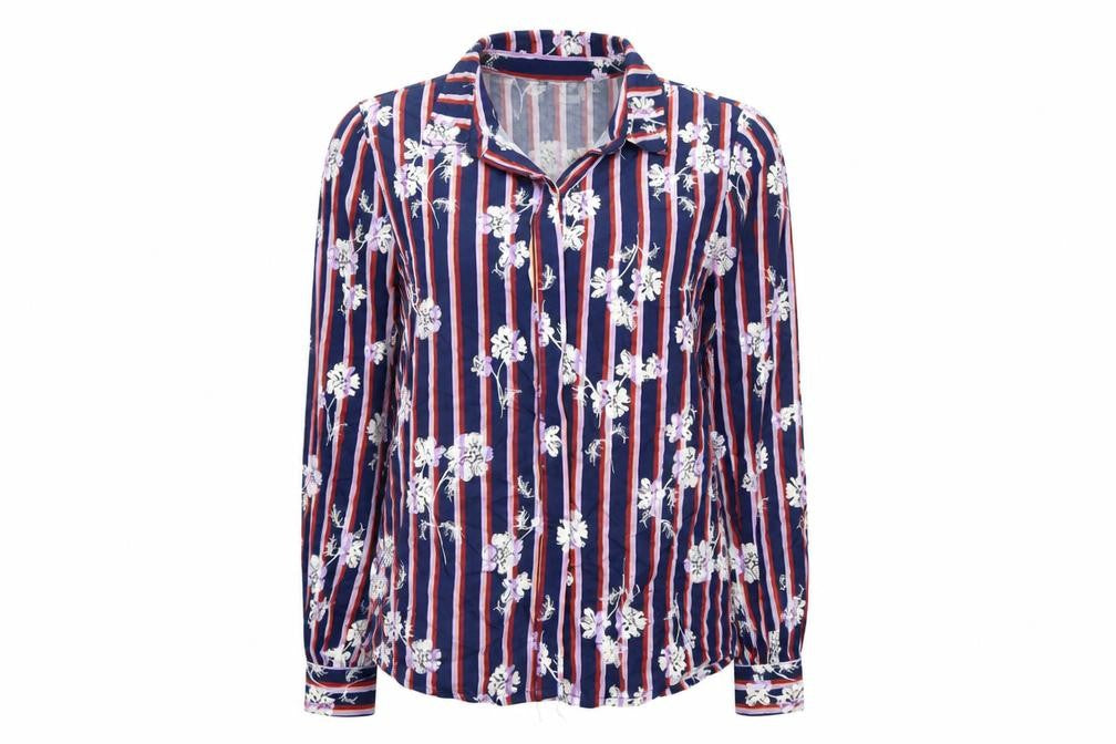 Saint Tropez Womens Blue Striped  Basic Button-Up Size S