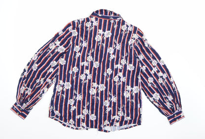 Back view of Saint Tropez women’s blue striped basic button-up, size S
