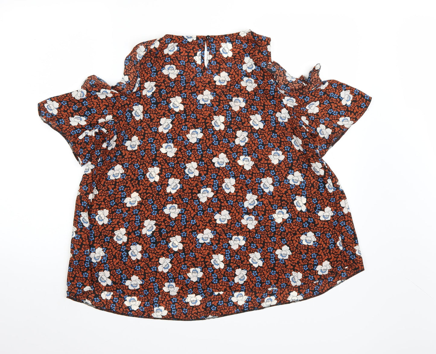 Dorothy Perkins Womens Orange Floral Chiffon Basic Blouse Size 12