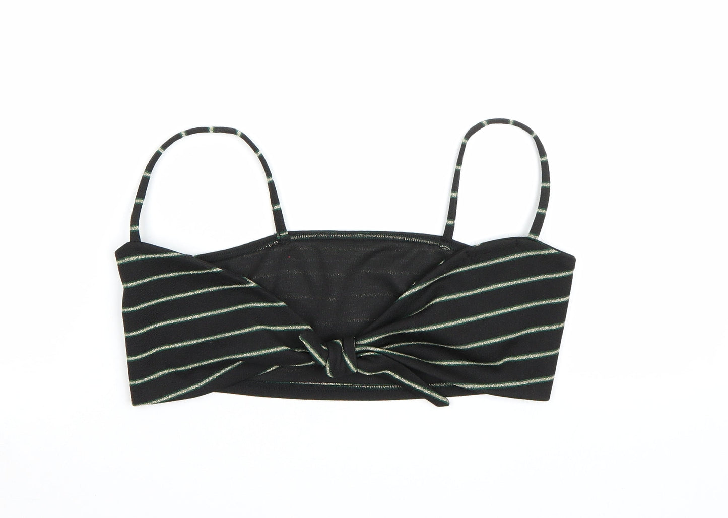 PRETTYLITTLETHING Womens Black Striped  Cropped Tank Size 6