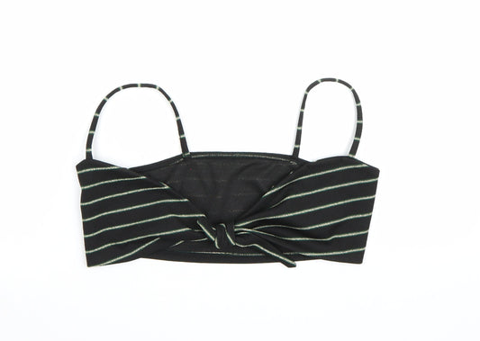 PRETTYLITTLETHING Womens Black Striped  Cropped Tank Size 6