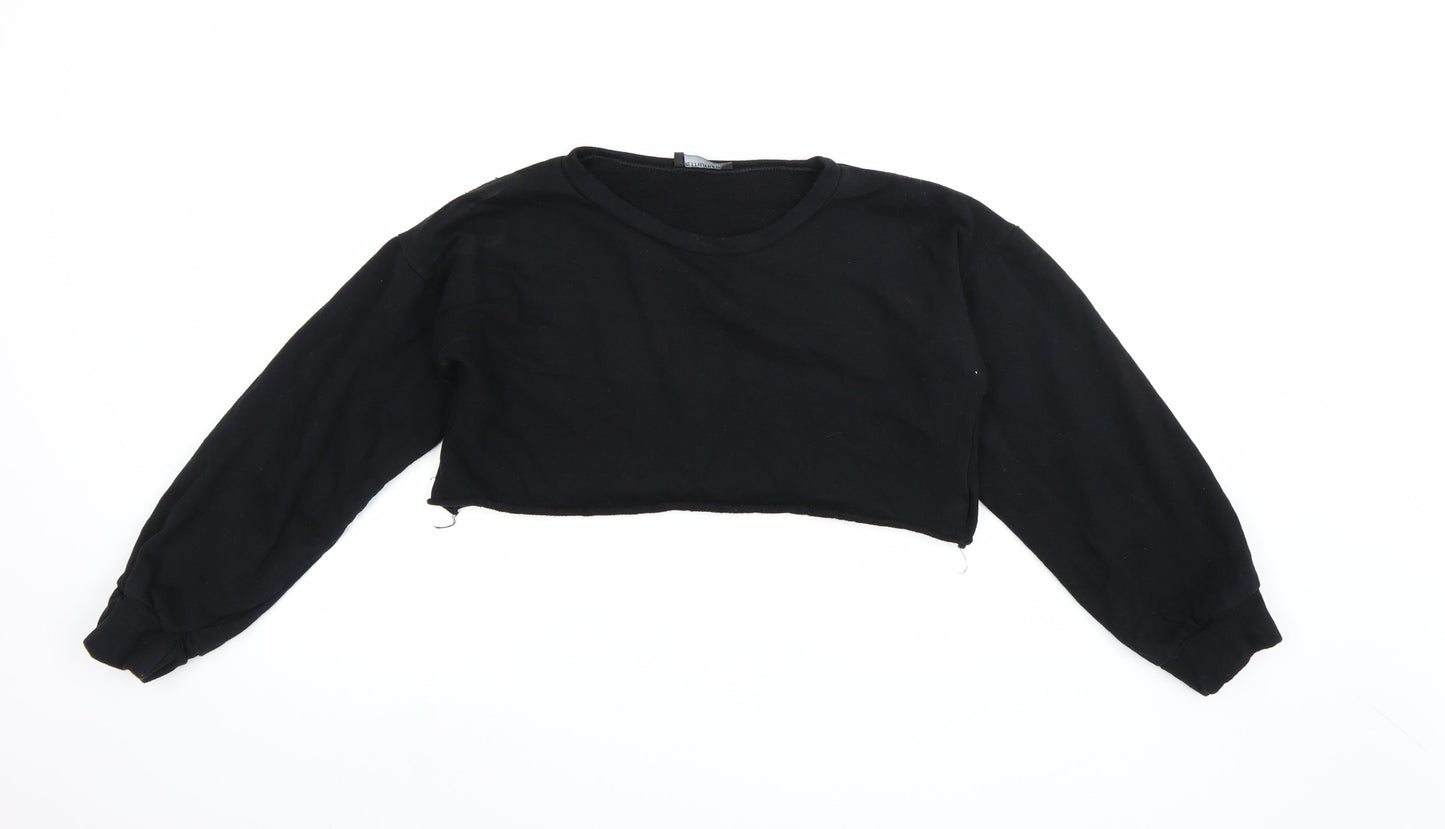 PRETTYLITTLETHING Womens Black  Jersey Pullover Sweatshirt Size 6