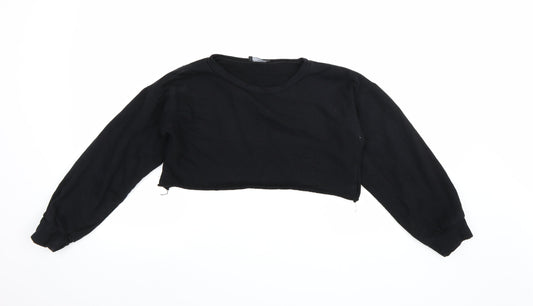 PRETTYLITTLETHING Womens Black  Jersey Pullover Sweatshirt Size 6