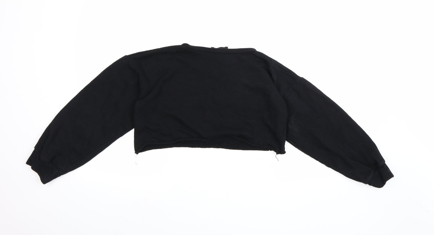 PRETTYLITTLETHING Womens Black  Jersey Pullover Sweatshirt Size 6