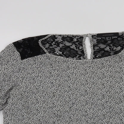 Close-up detail of Atmosphere women’s black basic blouse, size UK 12