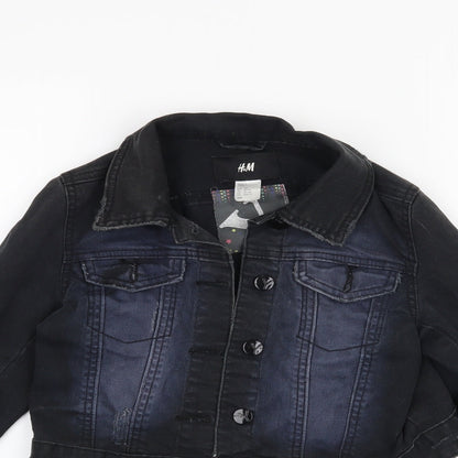 Close-up detail of H&M girls’ black jacket, size 11, years