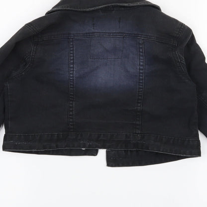 Brand and care label for H&M girls’ black jacket, size 11, years