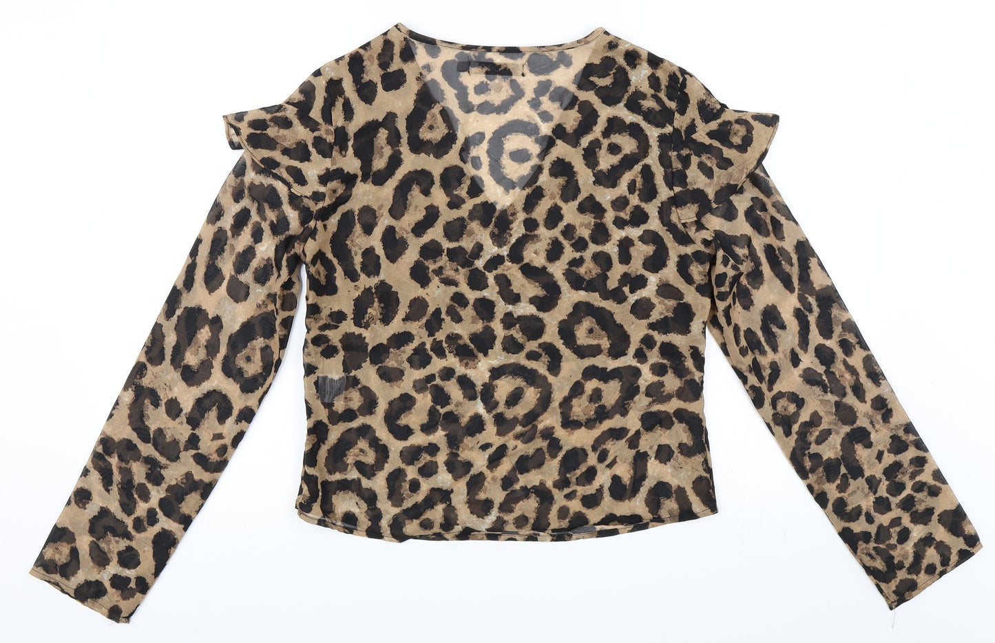 Tokyo Doll Womens Brown Animal Print  Basic Blouse Size 12
