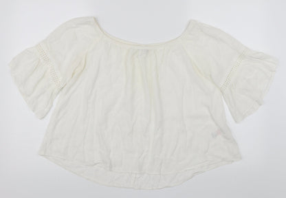 Additional front view of Miss Selfridge women’s white basic blouse, size UK 12