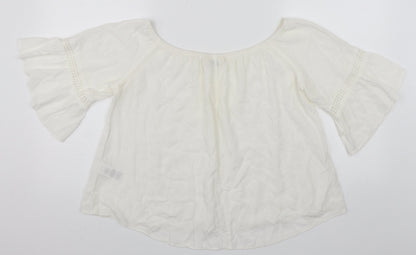 Back view of Miss Selfridge women’s white basic blouse, size UK 12
