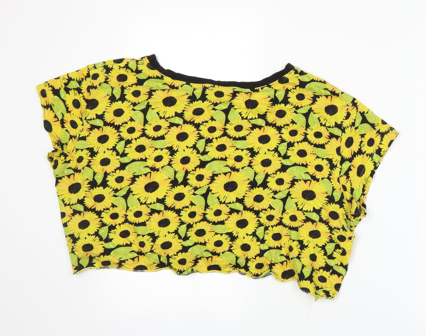 H&M Womens Yellow Floral  Basic T-Shirt Size L