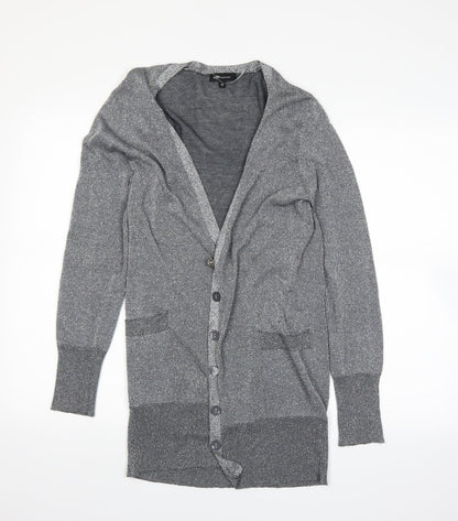Additional front view of Internacionale women’s grey cardigan jumper, size UK 12