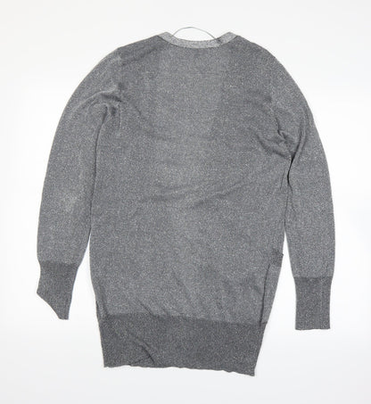Back view of Internacionale women’s grey cardigan jumper, size UK 12