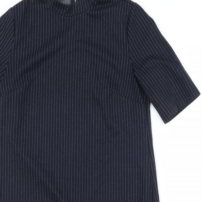 Preloved New Look Womens Blue Striped  Shift  Size 10 - Detail