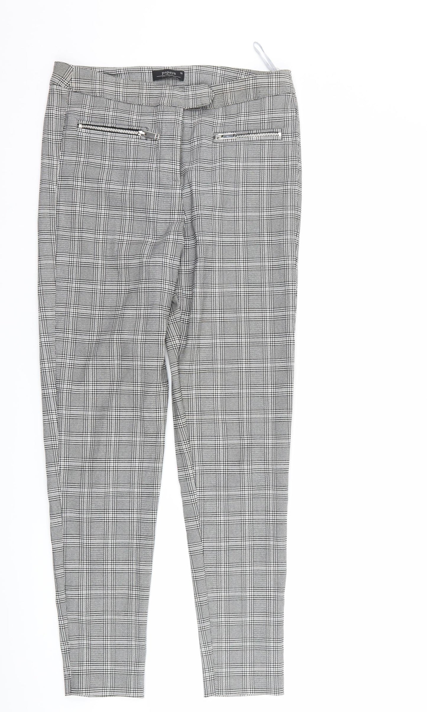 Papaya Womens Green Houndstooth  Trousers  Size 10 L27 in