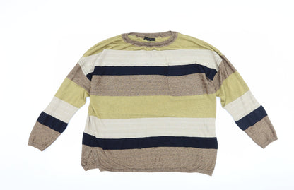 Additional front view of Next women’s brown striped jumper, size UK 16